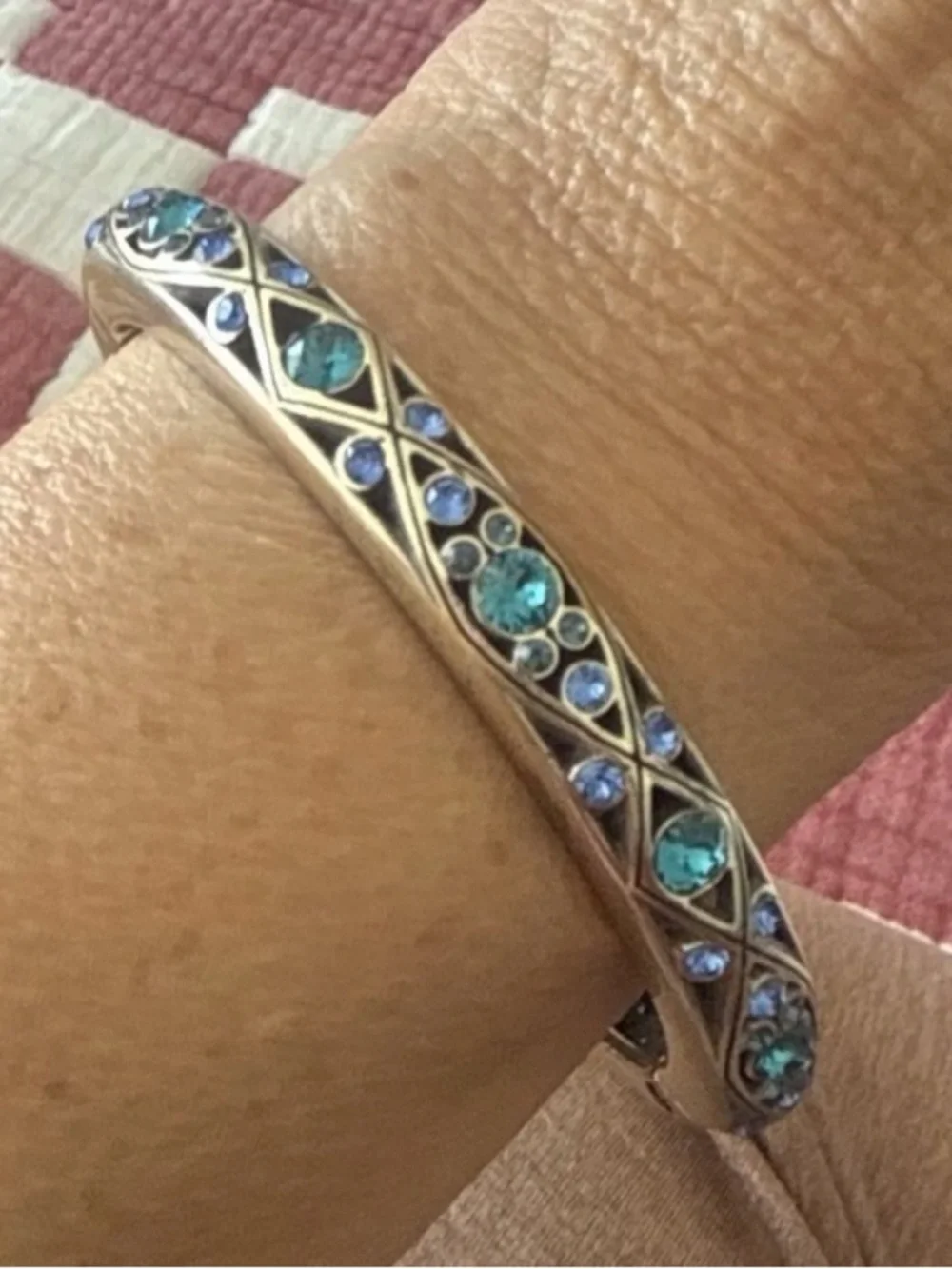 🌌💎 RARE BRIGHTON VTG+ ‘Eternal Sky’ Silver SWAROVSKI CRYSTAL Hinged Bangle! - Picture 2 of 5
